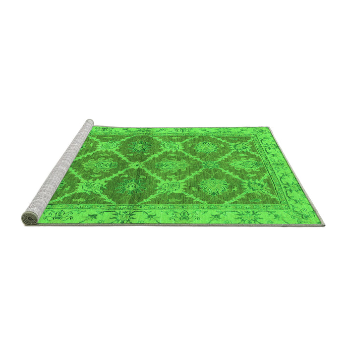 Sideview of Machine Washable Abstract Green Modern Area Rugs, wshabs2522grn