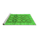 Sideview of Machine Washable Abstract Green Modern Area Rugs, wshabs2522grn