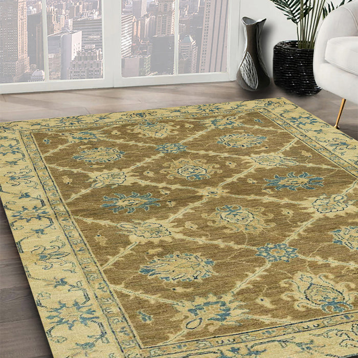 Machine Washable Abstract Metallic Gold Rug in a Family Room, wshabs2522