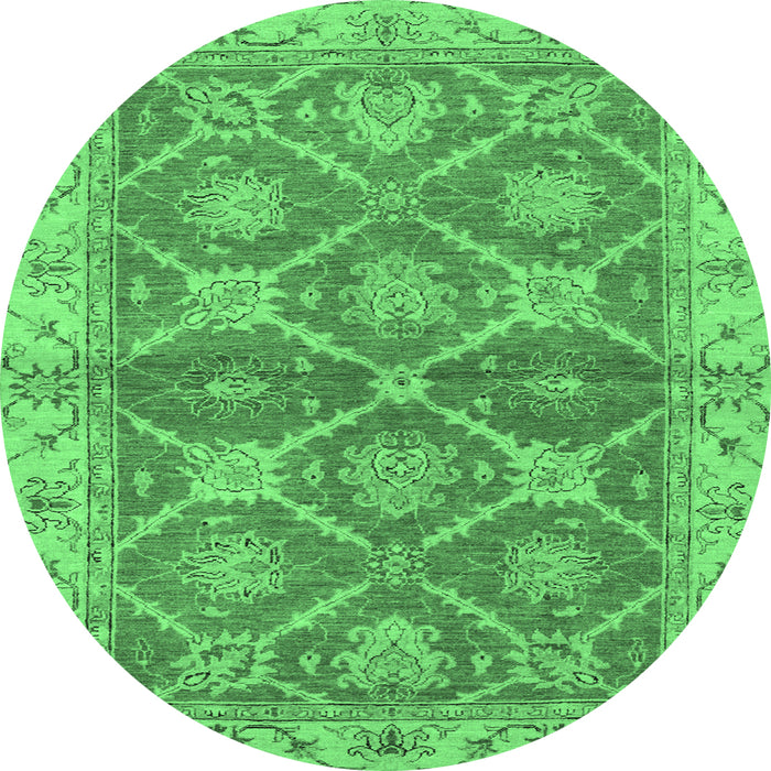 Round Abstract Emerald Green Modern Rug, abs2522emgrn