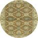 Round Machine Washable Abstract Metallic Gold Rug, wshabs2522