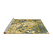 Sideview of Machine Washable Abstract Chrome Gold Yellow Rug, wshabs2523