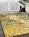 Machine Washable Abstract Chrome Gold Yellow Rug in a Family Room, wshabs2523