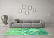 Machine Washable Abstract Turquoise Modern Area Rugs in a Living Room,, wshabs2523turq