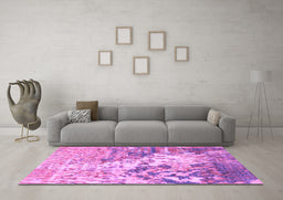 Machine Washable Abstract Purple Modern Area Rugs in a Living Room, wshabs2523pur