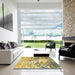 Square Machine Washable Abstract Chrome Gold Yellow Rug in a Living Room, wshabs2523