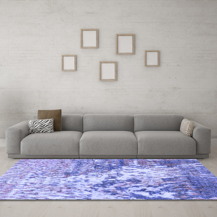 Machine Washable Abstract Blue Modern Rug in a Living Room, wshabs2523blu