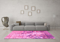 Machine Washable Abstract Pink Modern Rug, wshabs2523pnk