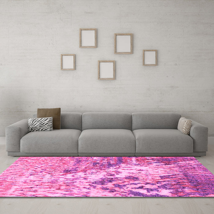 Machine Washable Abstract Pink Modern Rug in a Living Room, wshabs2523pnk