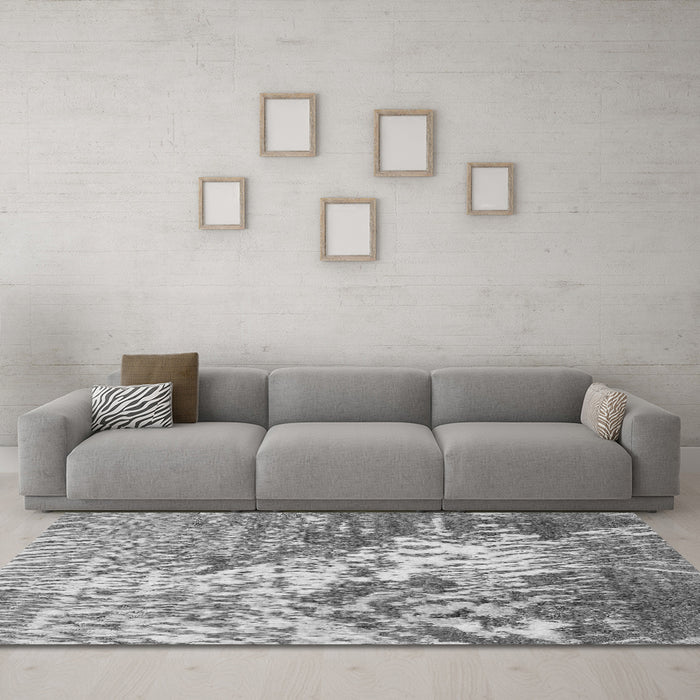 Machine Washable Abstract Gray Modern Rug in a Living Room,, wshabs2523gry