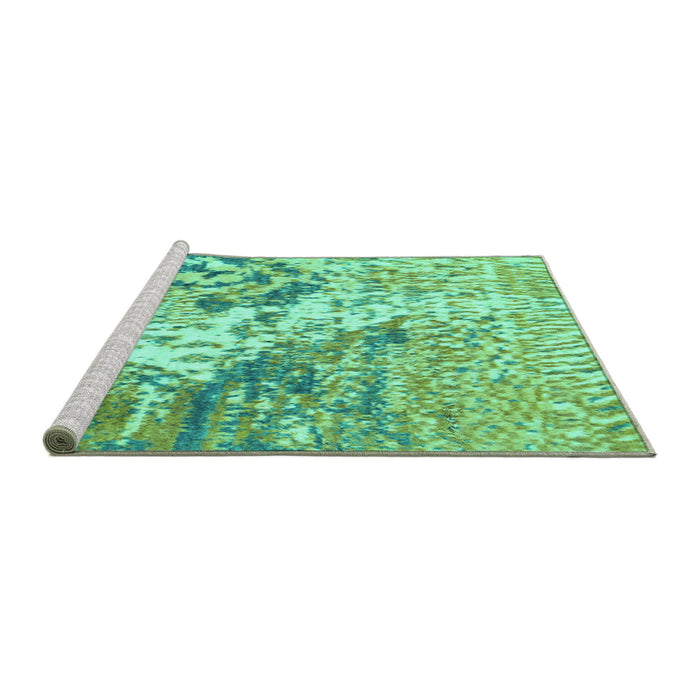 Sideview of Machine Washable Abstract Turquoise Modern Area Rugs, wshabs2523turq
