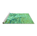 Sideview of Machine Washable Abstract Turquoise Modern Area Rugs, wshabs2523turq