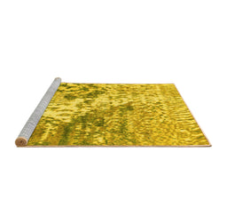 Sideview of Machine Washable Abstract Yellow Modern Rug, wshabs2523yw