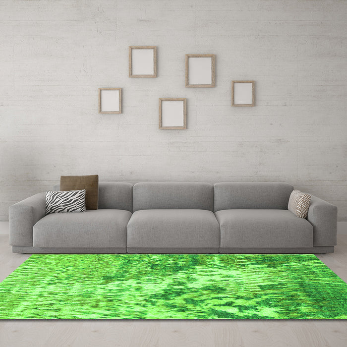 Machine Washable Abstract Green Modern Area Rugs in a Living Room,, wshabs2523grn