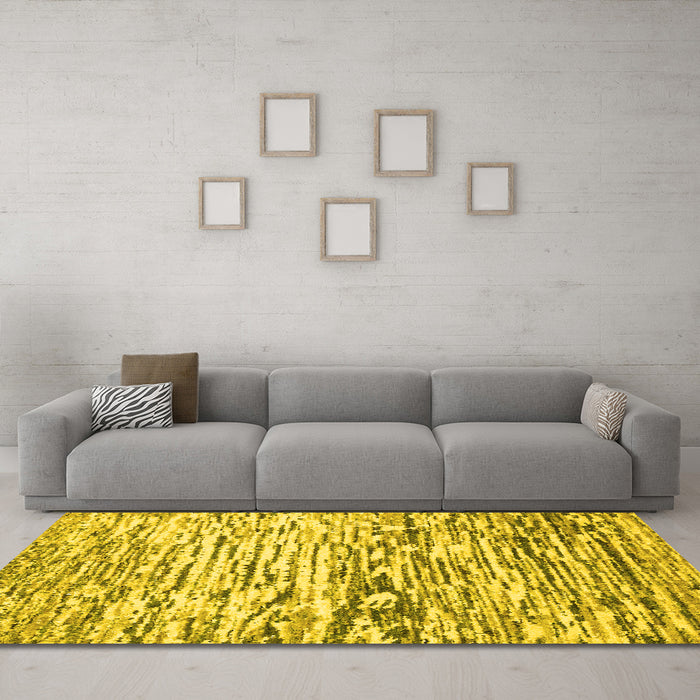 Machine Washable Abstract Yellow Modern Rug in a Living Room, wshabs2524yw
