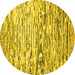 Round Abstract Yellow Modern Rug, abs2524yw