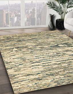 Abstract Brown Gold Modern Rug in Family Room, abs2524