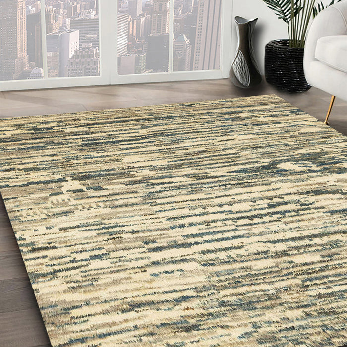 Machine Washable Abstract Brown Gold Rug in a Family Room, wshabs2524