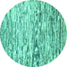 Round Abstract Turquoise Modern Rug, abs2524turq