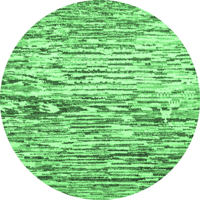 Round Machine Washable Abstract Emerald Green Modern Area Rugs, wshabs2524emgrn