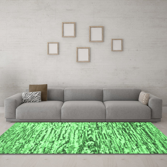 Machine Washable Abstract Emerald Green Modern Area Rugs in a Living Room,, wshabs2524emgrn