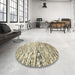 Round Abstract Brown Gold Modern Rug in a Office, abs2524