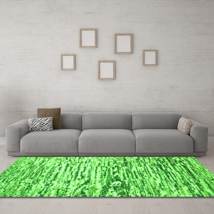 Machine Washable Abstract Green Modern Area Rugs in a Living Room,, wshabs2524grn