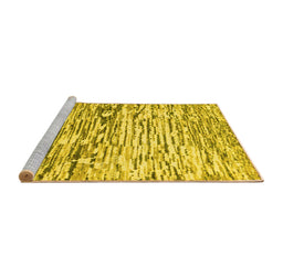 Sideview of Machine Washable Abstract Yellow Modern Rug, wshabs2524yw
