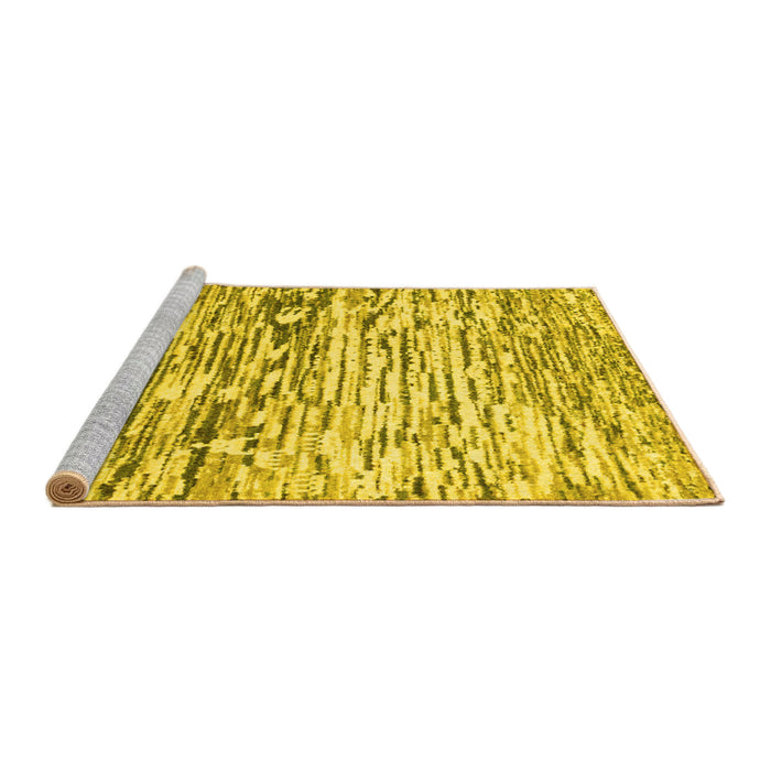 Sideview of Machine Washable Abstract Yellow Modern Rug, wshabs2524yw