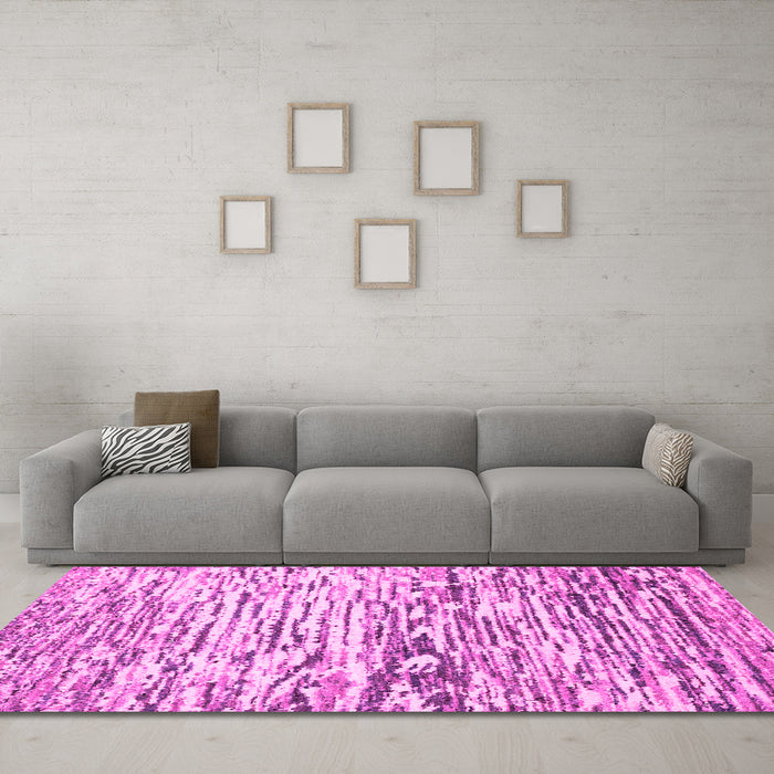 Machine Washable Abstract Pink Modern Rug in a Living Room, wshabs2524pnk