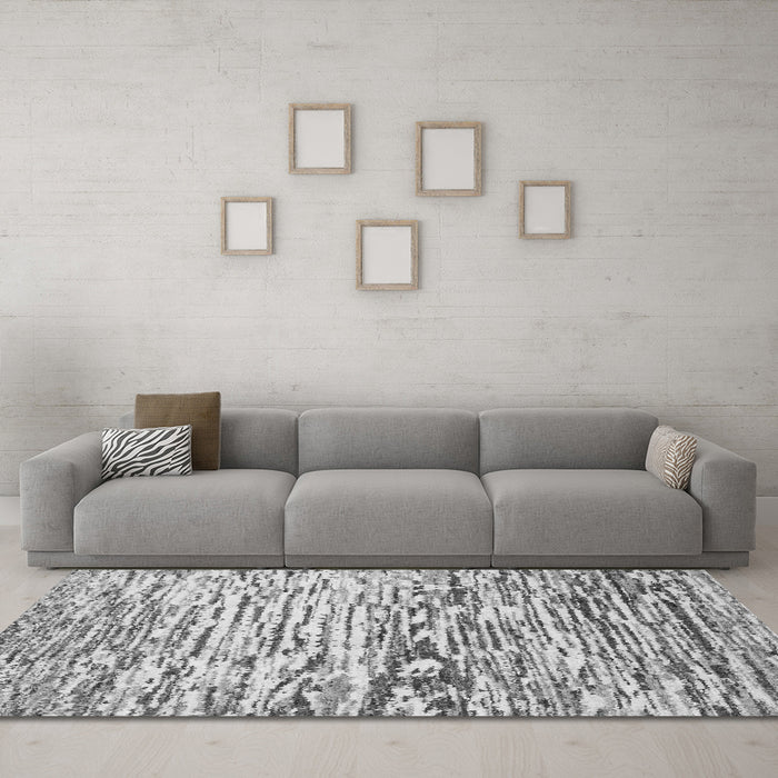 Machine Washable Abstract Gray Modern Rug in a Living Room,, wshabs2524gry