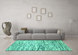 Machine Washable Abstract Turquoise Modern Area Rugs in a Living Room,, wshabs2524turq