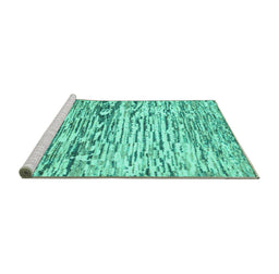 Sideview of Machine Washable Abstract Turquoise Modern Area Rugs, wshabs2524turq