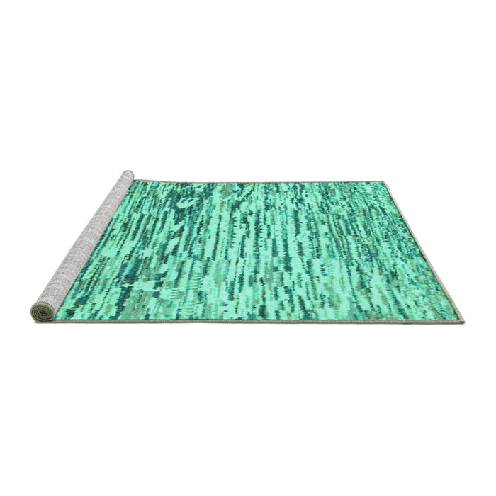 Sideview of Machine Washable Abstract Turquoise Modern Area Rugs, wshabs2524turq