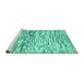 Sideview of Machine Washable Abstract Turquoise Modern Area Rugs, wshabs2524turq