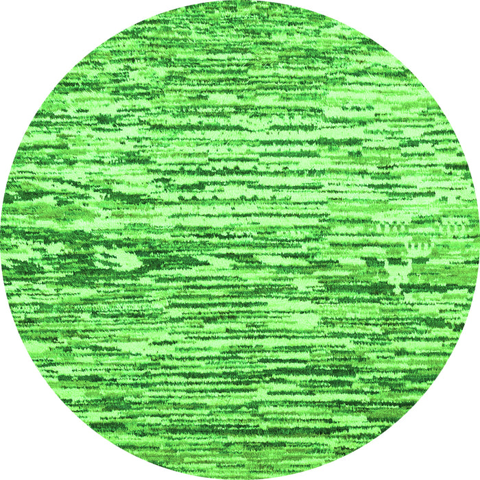 Round Machine Washable Abstract Green Modern Area Rugs, wshabs2524grn