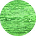 Round Machine Washable Abstract Green Modern Area Rugs, wshabs2524grn