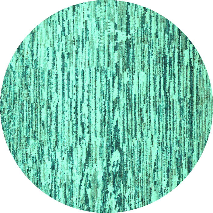 Round Machine Washable Abstract Turquoise Modern Area Rugs, wshabs2524turq