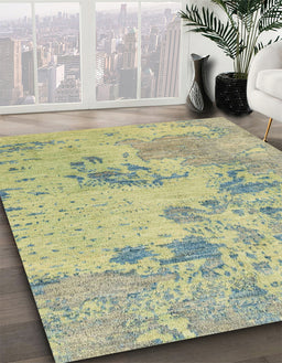 Abstract Khaki Green Modern Rug in Family Room, abs2525
