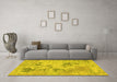 Machine Washable Abstract Yellow Modern Rug in a Living Room, wshabs2525yw