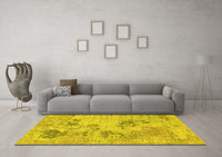 Machine Washable Abstract Yellow Modern Rug, wshabs2525yw