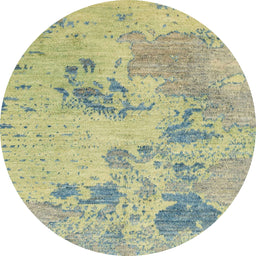Round Abstract Khaki Green Modern Rug, abs2525