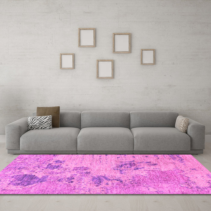 Machine Washable Abstract Pink Modern Rug in a Living Room, wshabs2525pnk