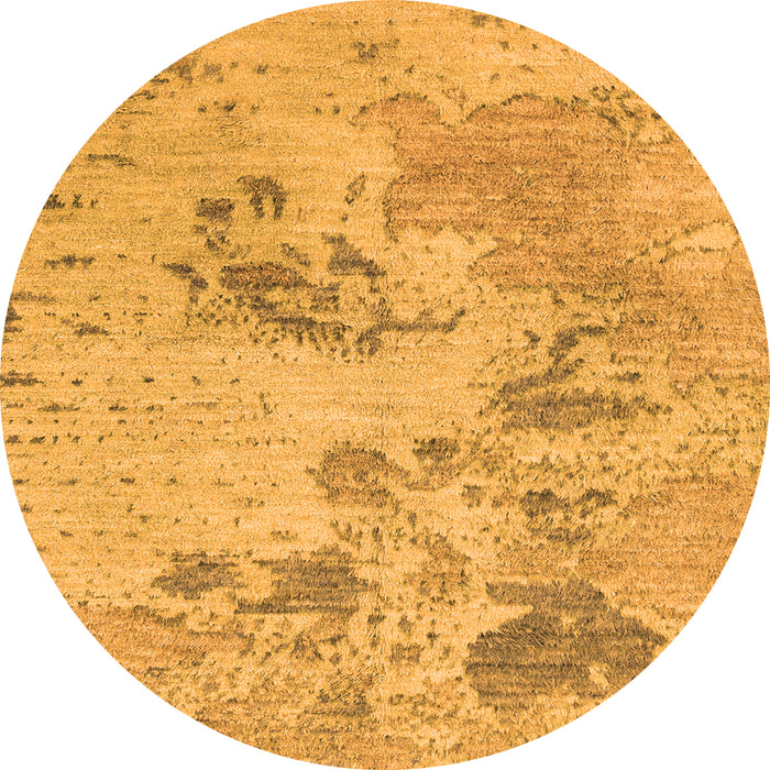 Round Abstract Orange Modern Rug, abs2525org