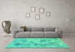 Machine Washable Abstract Turquoise Modern Area Rugs in a Living Room,, wshabs2525turq