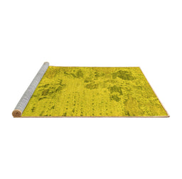 Sideview of Machine Washable Abstract Yellow Modern Rug, wshabs2525yw