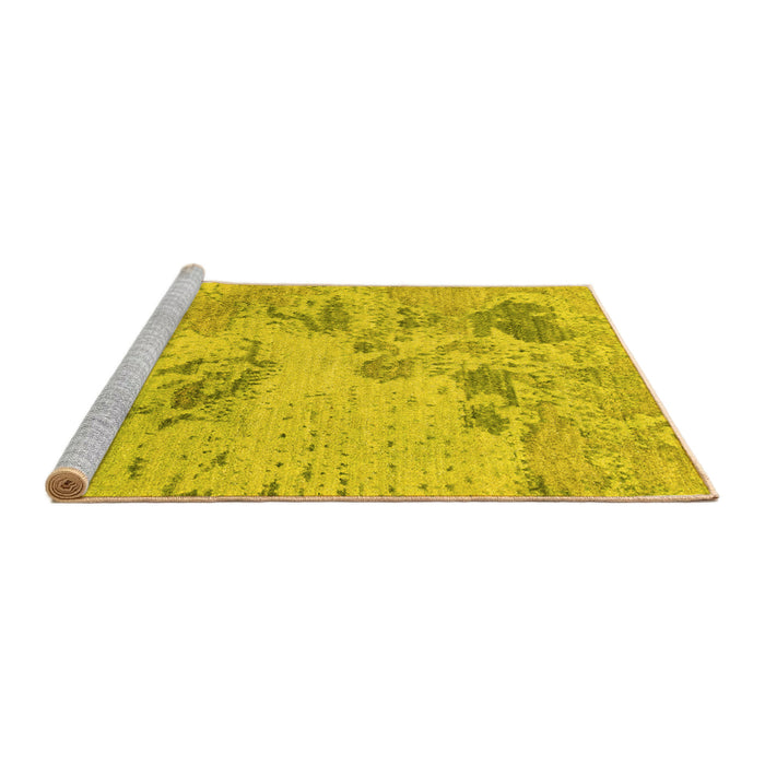 Sideview of Machine Washable Abstract Yellow Modern Rug, wshabs2525yw
