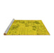 Sideview of Machine Washable Abstract Yellow Modern Rug, wshabs2525yw