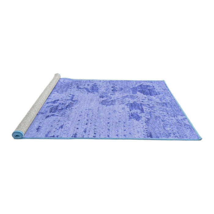 Sideview of Machine Washable Abstract Blue Modern Rug, wshabs2525blu