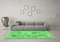 Machine Washable Abstract Emerald Green Modern Rug, wshabs2525emgrn